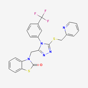 molecular formula C23H16F3N5OS2 B2864387 3-((5-((pyridin-2-ylmethyl)thio)-4-(3-(trifluoromethyl)phenyl)-4H-1,2,4-triazol-3-yl)methyl)benzo[d]thiazol-2(3H)-one CAS No. 847403-77-4