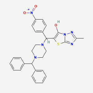 molecular formula C29H28N6O3S B2864388 5-((4-Benzhydrylpiperazin-1-yl)(4-nitrophenyl)methyl)-2-methylthiazolo[3,2-b][1,2,4]triazol-6-ol CAS No. 851969-20-5