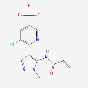 molecular formula C13H10ClF3N4O B2864398 N-{4-[3-chloro-5-(trifluoromethyl)pyridin-2-yl]-1-methyl-1H-pyrazol-5-yl}prop-2-enamide CAS No. 2396580-28-0