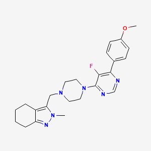molecular formula C24H29FN6O B2864403 3-({4-[5-fluoro-6-(4-methoxyphenyl)pyrimidin-4-yl]piperazin-1-yl}methyl)-2-methyl-4,5,6,7-tetrahydro-2H-indazole CAS No. 2380192-28-7
