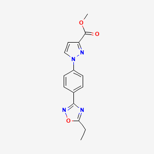 molecular formula C15H14N4O3 B2864415 methyl 1-[4-(5-ethyl-1,2,4-oxadiazol-3-yl)phenyl]-1H-pyrazole-3-carboxylate CAS No. 1707586-20-6
