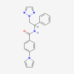 molecular formula C21H19N5O B2864428 N-(1-phenyl-2-(2H-1,2,3-triazol-2-yl)ethyl)-4-(1H-pyrrol-1-yl)benzamide CAS No. 2034548-30-4