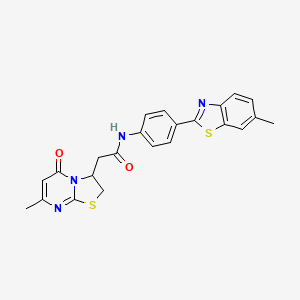 2-(7-methyl-5-oxo-3,5-dihydro-2H-thiazolo[3,2-a]pyrimidin-3-yl)-N-(4-(6-methylbenzo[d]thiazol-2-yl)phenyl)acetamide
