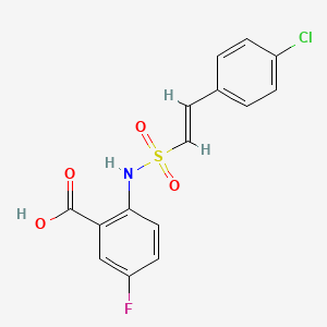 2-[[(E)-2-(4-chlorophenyl)ethenyl]sulfonylamino]-5-fluorobenzoic acid