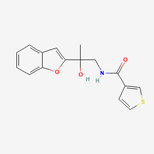 molecular formula C16H15NO3S B2864434 N-[2-(1-benzofuran-2-yl)-2-hydroxypropyl]thiophene-3-carboxamide CAS No. 2034599-83-0