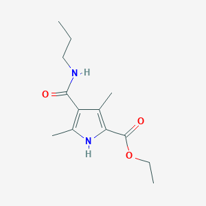 molecular formula C13H20N2O3 B2864477 Ethyl 3,5-dimethyl-4-(propylcarbamoyl)-1H-pyrrole-2-carboxylate CAS No. 847412-21-9