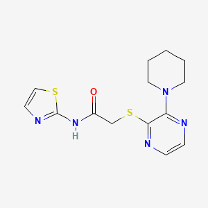 2-((3-(piperidin-1-yl)pyrazin-2-yl)thio)-N-(thiazol-2-yl)acetamide