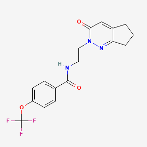 molecular formula C17H16F3N3O3 B2864499 N-(2-{3-oxo-2H,3H,5H,6H,7H-cyclopenta[c]pyridazin-2-yl}ethyl)-4-(trifluoromethoxy)benzamide CAS No. 2097858-60-9