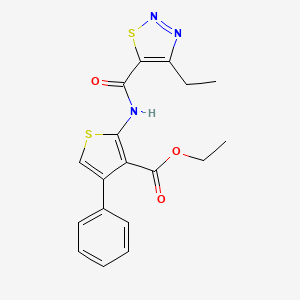 molecular formula C18H17N3O3S2 B2864507 ethyl 2-(4-ethyl-1,2,3-thiadiazole-5-amido)-4-phenylthiophene-3-carboxylate CAS No. 899975-73-6