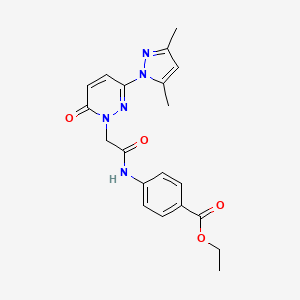 ethyl 4-(2-(3-(3,5-dimethyl-1H-pyrazol-1-yl)-6-oxopyridazin-1(6H)-yl)acetamido)benzoate