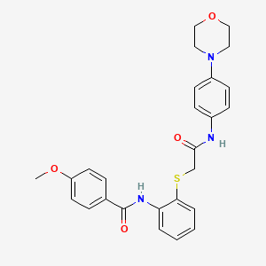 4-methoxy-N-(2-{[2-(4-morpholinoanilino)-2-oxoethyl]sulfanyl}phenyl)benzenecarboxamide