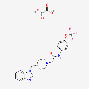 molecular formula C25H27F3N4O6 B2864548 2-(4-((2-methyl-1H-benzo[d]imidazol-1-yl)methyl)piperidin-1-yl)-N-(4-(trifluoromethoxy)phenyl)acetamide oxalate CAS No. 1351618-11-5