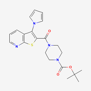 molecular formula C21H24N4O3S B2864558 tert-butyl 4-[3-(1H-pyrrol-1-yl)thieno[2,3-b]pyridine-2-carbonyl]piperazine-1-carboxylate CAS No. 1115908-33-2