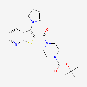 molecular formula C21H24N4O3S B2864558 tert-butyl 4-(3-(1H-pyrrol-1-yl)thieno[2,3-b]pyridine-2-carbonyl)piperazine-1-carboxylate CAS No. 1115908-33-2