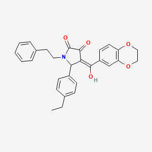 (4E)-4-[2,3-dihydro-1,4-benzodioxin-6-yl(hydroxy)methylidene]-5-(4-ethylphenyl)-1-(2-phenylethyl)pyrrolidine-2,3-dione