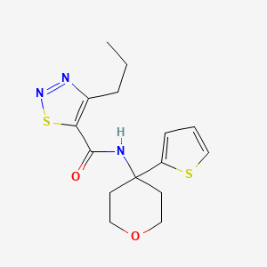 4-propyl-N-(4-(thiophen-2-yl)tetrahydro-2H-pyran-4-yl)-1,2,3-thiadiazole-5-carboxamide