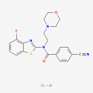 molecular formula C21H20ClFN4O2S B2864578 4-cyano-N-(4-fluorobenzo[d]thiazol-2-yl)-N-(2-morpholinoethyl)benzamide hydrochloride CAS No. 1216694-04-0