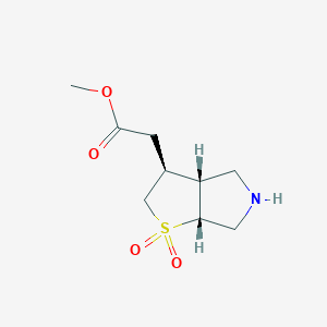 molecular formula C9H15NO4S B2864583 Methyl 2-[(3S,3aR,6aR)-1,1-dioxo-3,3a,4,5,6,6a-hexahydro-2H-thieno[2,3-c]pyrrol-3-yl]acetate CAS No. 2165751-11-9