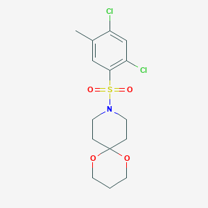 molecular formula C15H19Cl2NO4S B2864586 9-((2,4-Dichloro-5-methylphenyl)sulfonyl)-1,5-dioxa-9-azaspiro[5.5]undecane CAS No. 1022225-27-9