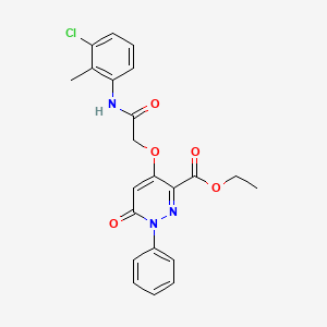 molecular formula C22H20ClN3O5 B2864603 Ethyl 4-(2-((3-chloro-2-methylphenyl)amino)-2-oxoethoxy)-6-oxo-1-phenyl-1,6-dihydropyridazine-3-carboxylate CAS No. 899733-68-7
