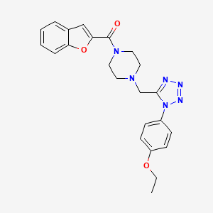 molecular formula C23H24N6O3 B2864670 benzofuran-2-yl(4-((1-(4-ethoxyphenyl)-1H-tetrazol-5-yl)methyl)piperazin-1-yl)methanone CAS No. 1049480-28-5