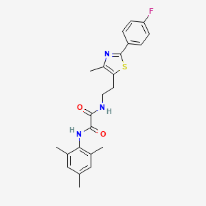 molecular formula C23H24FN3O2S B2864698 N-{2-[2-(4-fluorophenyl)-4-methyl-1,3-thiazol-5-yl]ethyl}-N'-(2,4,6-trimethylphenyl)ethanediamide CAS No. 895803-24-4