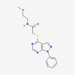 molecular formula C16H17N5O2S B2864706 N-(2-methoxyethyl)-2-((1-phenyl-1H-pyrazolo[3,4-d]pyrimidin-4-yl)thio)acetamide CAS No. 893932-83-7