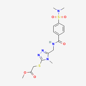 molecular formula C16H21N5O5S2 B2864741 methyl 2-{[5-({[4-(dimethylsulfamoyl)phenyl]formamido}methyl)-4-methyl-4H-1,2,4-triazol-3-yl]sulfanyl}acetate CAS No. 689751-68-6