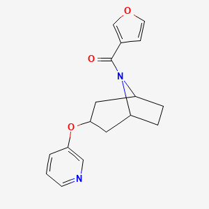 molecular formula C17H18N2O3 B2864744 furan-3-yl((1R,5S)-3-(pyridin-3-yloxy)-8-azabicyclo[3.2.1]octan-8-yl)methanone CAS No. 2108511-08-4