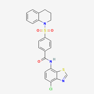 molecular formula C23H18ClN3O3S2 B2864780 N-(4-chloro-1,3-benzothiazol-7-yl)-4-(1,2,3,4-tetrahydroquinoline-1-sulfonyl)benzamide CAS No. 932537-90-1