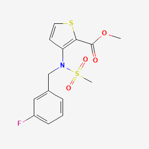 molecular formula C14H14FNO4S2 B2864783 methyl 3-(N-(3-fluorobenzyl)methylsulfonamido)thiophene-2-carboxylate CAS No. 892283-38-4