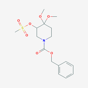 molecular formula C16H23NO7S B2864817 Benzyl 4,4-dimethoxy-3-((methylsulfonyl)oxy)piperidine-1-carboxylate CAS No. 1956306-17-4