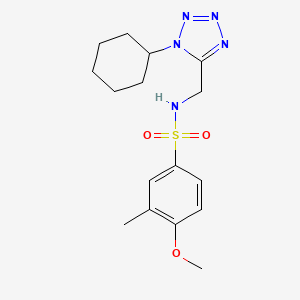 molecular formula C16H23N5O3S B2864861 N-((1-cyclohexyl-1H-tetrazol-5-yl)methyl)-4-methoxy-3-methylbenzenesulfonamide CAS No. 921125-37-3
