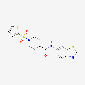 molecular formula C17H17N3O3S3 B2864876 N-(1,3-benzothiazol-6-yl)-1-(thiophene-2-sulfonyl)piperidine-4-carboxamide CAS No. 941966-22-9