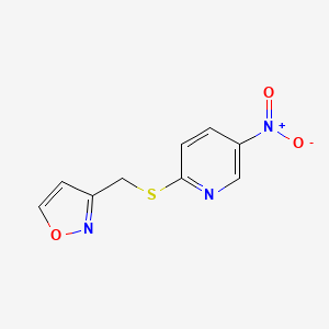 molecular formula C9H7N3O3S B2864911 3-(((5-Nitropyridin-2-yl)thio)methyl)isoxazole CAS No. 1417363-68-8