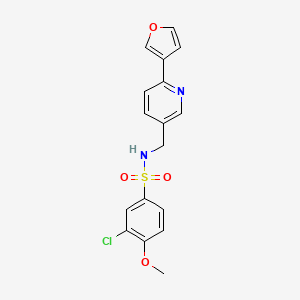 molecular formula C17H15ClN2O4S B2864951 3-chloro-N-((6-(furan-3-yl)pyridin-3-yl)methyl)-4-methoxybenzenesulfonamide CAS No. 2034232-10-3