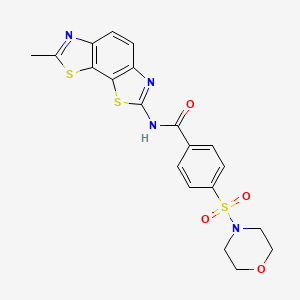 molecular formula C20H18N4O4S3 B2864977 N-{11-methyl-3,12-dithia-5,10-diazatricyclo[7.3.0.0^{2,6}]dodeca-1(9),2(6),4,7,10-pentaen-4-yl}-4-(morpholine-4-sulfonyl)benzamide CAS No. 325978-42-5