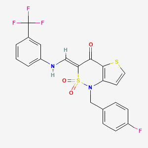 (3Z)-1-(4-fluorobenzyl)-3-({[3-(trifluoromethyl)phenyl]amino}methylidene)-1H-thieno[3,2-c][1,2]thiazin-4(3H)-one 2,2-dioxide