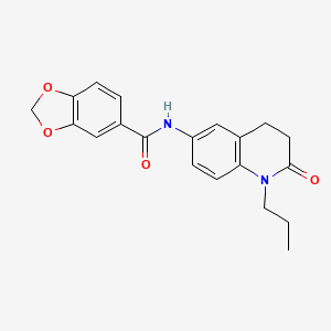 molecular formula C20H20N2O4 B2865013 N-(2-oxo-1-propyl-1,2,3,4-tetrahydroquinolin-6-yl)-2H-1,3-benzodioxole-5-carboxamide CAS No. 941910-51-6