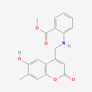 molecular formula C19H17NO5 B2865018 Methyl 2-{[(6-hydroxy-7-methyl-2-oxochromen-4-yl)methyl]amino}benzoate CAS No. 859142-97-5