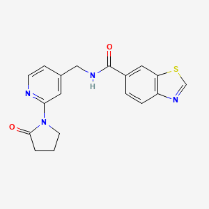 molecular formula C18H16N4O2S B2865029 N-((2-(2-oxopyrrolidin-1-yl)pyridin-4-yl)methyl)benzo[d]thiazole-6-carboxamide CAS No. 2034614-43-0