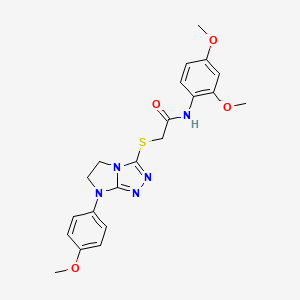 molecular formula C21H23N5O4S B2865037 N-(2,4-dimethoxyphenyl)-2-((7-(4-methoxyphenyl)-6,7-dihydro-5H-imidazo[2,1-c][1,2,4]triazol-3-yl)thio)acetamide CAS No. 921579-45-5