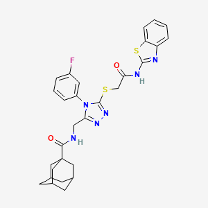 molecular formula C29H29FN6O2S2 B2865041 N-{[5-({[(1,3-benzothiazol-2-yl)carbamoyl]methyl}sulfanyl)-4-(3-fluorophenyl)-4H-1,2,4-triazol-3-yl]methyl}adamantane-1-carboxamide CAS No. 476439-98-2