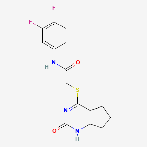 molecular formula C15H13F2N3O2S B2865042 N-(3,4-difluorophenyl)-2-({2-oxo-1H,2H,5H,6H,7H-cyclopenta[d]pyrimidin-4-yl}sulfanyl)acetamide CAS No. 946269-13-2