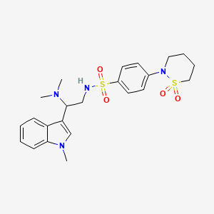 molecular formula C23H30N4O4S2 B2865093 N-(2-(dimethylamino)-2-(1-methyl-1H-indol-3-yl)ethyl)-4-(1,1-dioxido-1,2-thiazinan-2-yl)benzenesulfonamide CAS No. 1396862-78-4