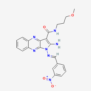 (E)-2-amino-N-(3-methoxypropyl)-1-((3-nitrobenzylidene)amino)-1H-pyrrolo[2,3-b]quinoxaline-3-carboxamide