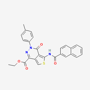 molecular formula C27H21N3O4S B2865143 ethyl 3-(4-methylphenyl)-5-(naphthalene-2-amido)-4-oxo-3H,4H-thieno[3,4-d]pyridazine-1-carboxylate CAS No. 896676-95-2