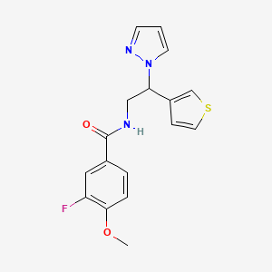molecular formula C17H16FN3O2S B2865173 3-fluoro-4-methoxy-N-[2-(1H-pyrazol-1-yl)-2-(thiophen-3-yl)ethyl]benzamide CAS No. 2034596-03-5