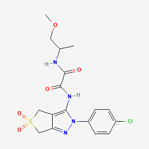 molecular formula C17H19ClN4O5S B2865177 N'-[2-(4-chlorophenyl)-5,5-dioxo-2H,4H,6H-5lambda6-thieno[3,4-c]pyrazol-3-yl]-N-(1-methoxypropan-2-yl)ethanediamide CAS No. 899989-83-4