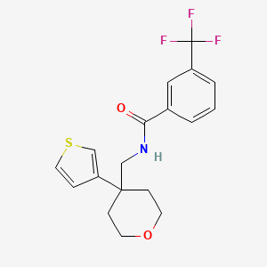 molecular formula C18H18F3NO2S B2865188 N-{[4-(thiophen-3-yl)oxan-4-yl]methyl}-3-(trifluoromethyl)benzamide CAS No. 2320683-23-4